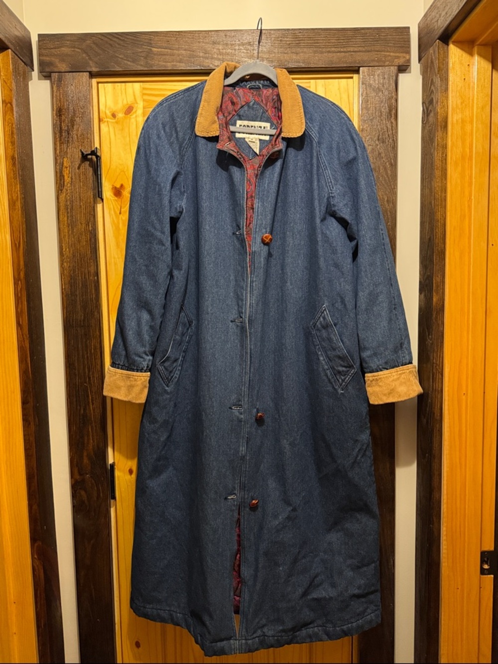Forenza Long Denim Trench Coat size medium